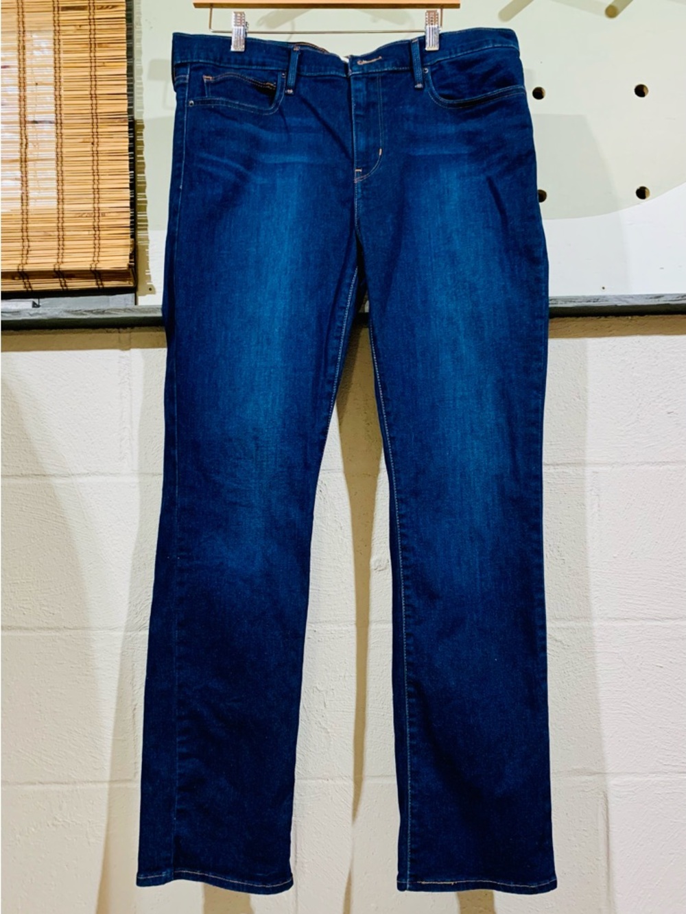 Levi's Dark Indigo Denim Jeans with Tan Leather Patch